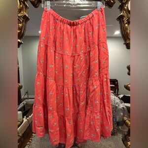 Free People Floral Coral Skirt Sz Medium